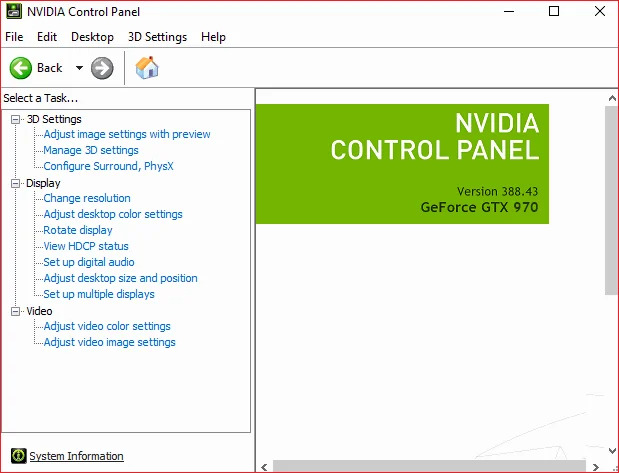 nvidia control panel windows 10 missing options